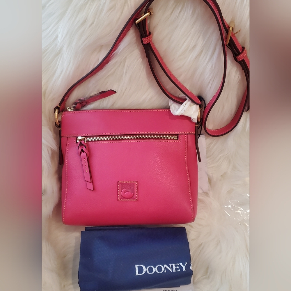 New Dooney & Bourke Florentine Leather Allison Crossbody Fuchsia Pink